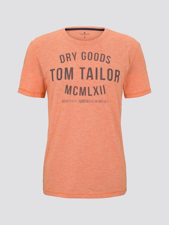 T-shirt with print - Men - orange white fine stripe T-shirt with print - Men - orange white fine stripe - 7 - TOM TAILOR