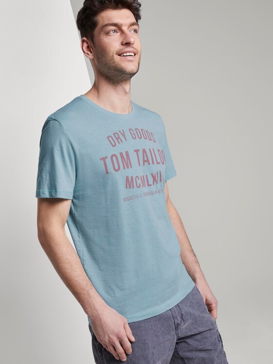 T-Shirt mit Print - Männer - teal grey fine stripe T-Shirt mit Print - Männer - teal grey fine stripe - 5 - TOM TAILOR