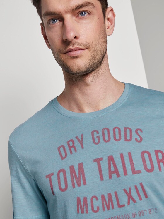 T-Shirt mit Print - Männer - teal grey fine stripe T-Shirt mit Print - Männer - teal grey fine stripe - 9 - TOM TAILOR