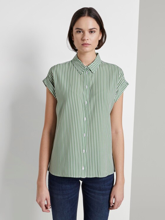 Striped blouse - Women - green offwhite stripes Striped blouse - Women - green offwhite stripes - 1 - TOM TAILOR