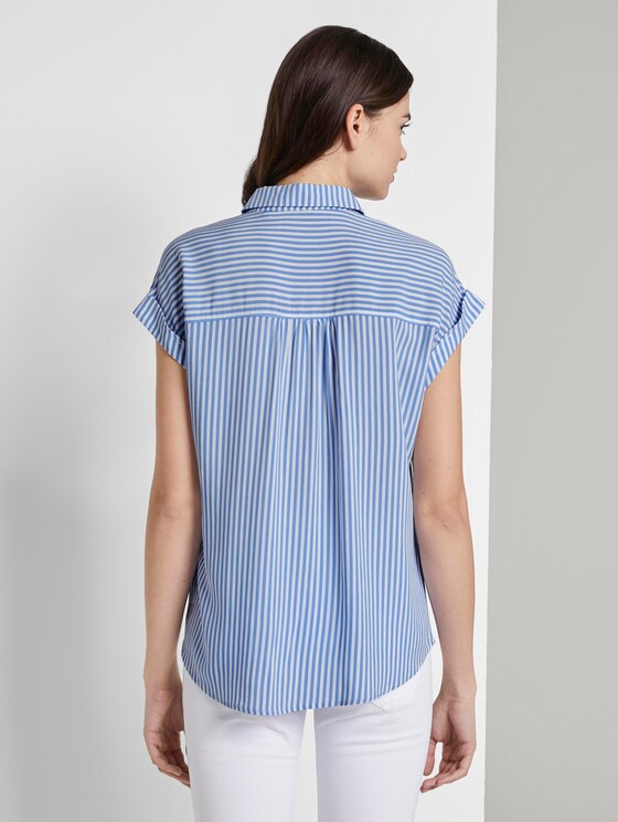 Kurzärmlige Bluse mit Kent-Kragen - Frauen - stripe vertical blue Kurzärmlige Bluse mit Kent-Kragen - Frauen - stripe vertical blue - 2 - TOM TAILOR