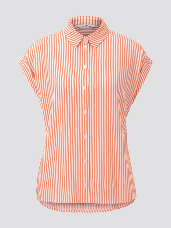 Kurzärmlige Bluse mit Kent-Kragen - Frauen - offwhite melon stripe Kurzärmlige Bluse mit Kent-Kragen - Frauen - offwhite melon stripe - 7 - TOM TAILOR