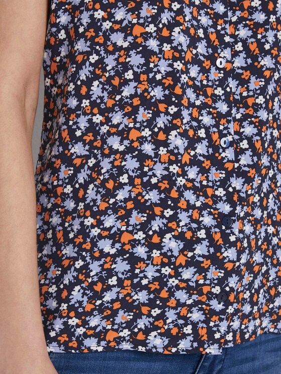 Kurzärmlige Bluse mit Kent-Kragen - Frauen - navy floral design Kurzärmlige Bluse mit Kent-Kragen - Frauen - navy floral design - 10 - TOM TAILOR