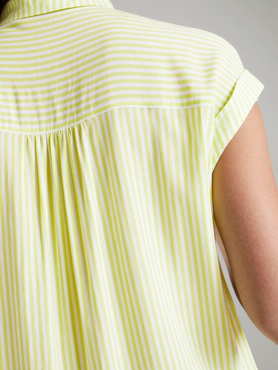 Kurzärmlige Bluse mit Kent-Kragen - Frauen - yellow white vertical stripe Kurzärmlige Bluse mit Kent-Kragen - Frauen - yellow white vertical stripe - 10 - TOM TAILOR