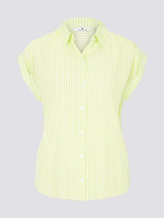 Kurzärmlige Bluse mit Kent-Kragen - Frauen - yellow white vertical stripe Kurzärmlige Bluse mit Kent-Kragen - Frauen - yellow white vertical stripe - 7 - TOM TAILOR