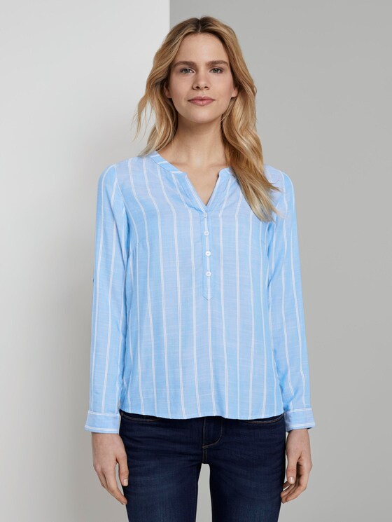 Strukturierte Bluse - Frauen - blue stripe vertical Strukturierte Bluse - Frauen - blue stripe vertical - 1 - TOM TAILOR