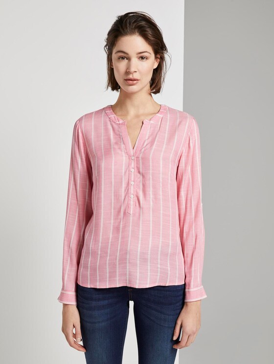 Strukturierte Bluse - Frauen - pink vertical striped Strukturierte Bluse - Frauen - pink vertical striped - 1 - TOM TAILOR