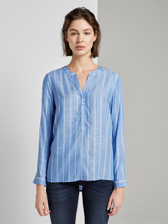 Strukturierte Bluse - Frauen - blue stripe vertical Strukturierte Bluse - Frauen - blue stripe vertical - 1 - TOM TAILOR