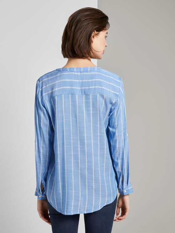 Strukturierte Bluse - Frauen - blue stripe vertical Strukturierte Bluse - Frauen - blue stripe vertical - 2 - TOM TAILOR