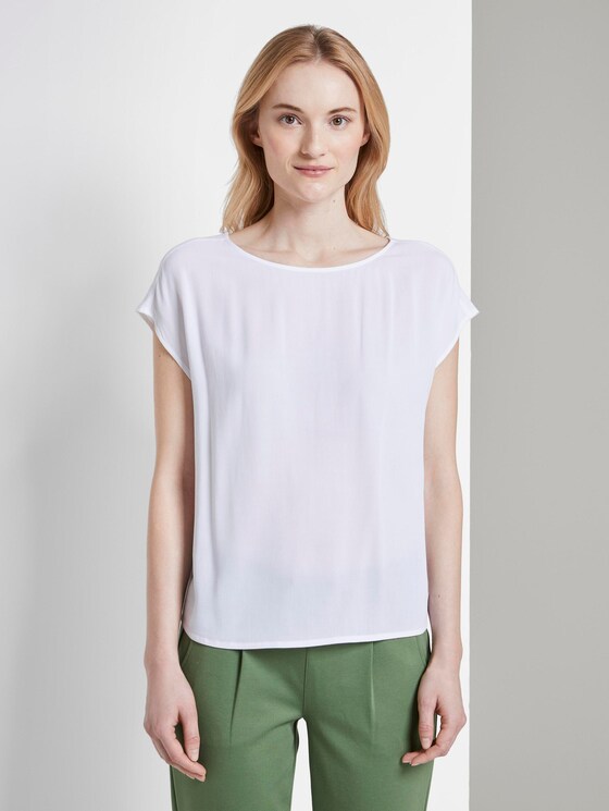 Shirt mit Schlüsselloch-Öffnung hinten - Frauen - White Shirt mit Schlüsselloch-Öffnung hinten - Frauen - White - 1 - TOM TAILOR Denim