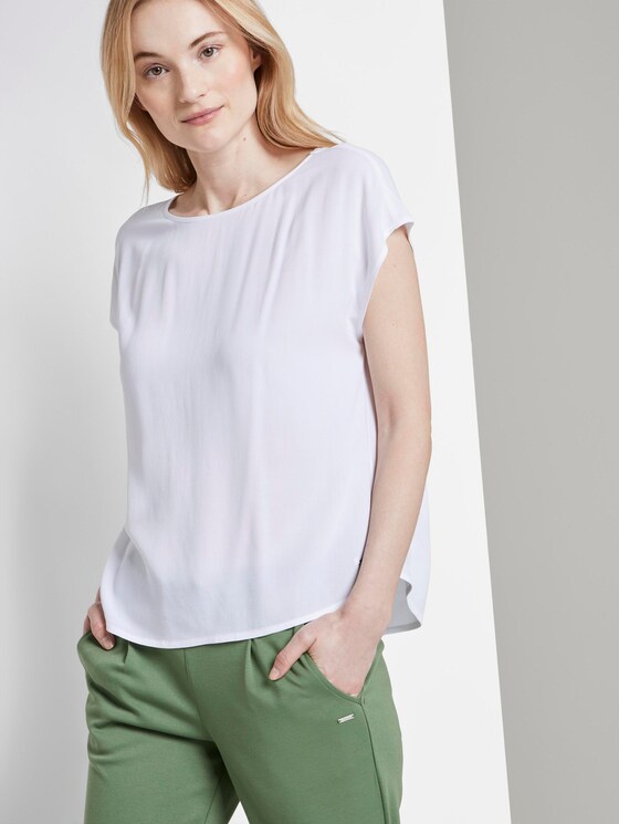 Shirt mit Schlüsselloch-Öffnung hinten - Frauen - White Shirt mit Schlüsselloch-Öffnung hinten - Frauen - White - 5 - TOM TAILOR Denim