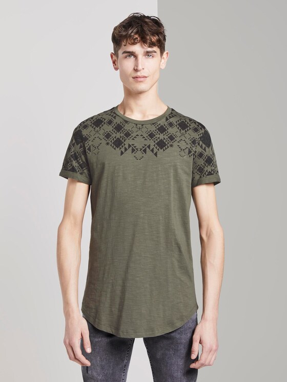 Patroon T-Shirt - Mannen - Dusty Olive Green Patroon T-Shirt - Mannen - Dusty Olive Green - 1 - TOM TAILOR Denim
