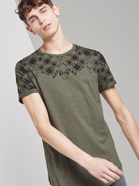 Patroon T-Shirt - Mannen - Dusty Olive Green Patroon T-Shirt - Mannen - Dusty Olive Green - 5 - TOM TAILOR Denim