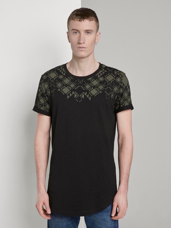 Gemustertes T-Shirt - Männer - Black Gemustertes T-Shirt - Männer - Black - 1 - TOM TAILOR Denim