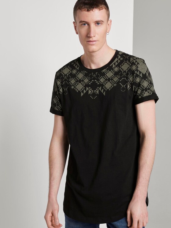 Gemustertes T-Shirt - Männer - Black Gemustertes T-Shirt - Männer - Black - 5 - TOM TAILOR Denim