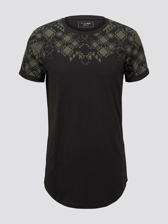 Gemustertes T-Shirt - Männer - Black Gemustertes T-Shirt - Männer - Black - 7 - TOM TAILOR Denim