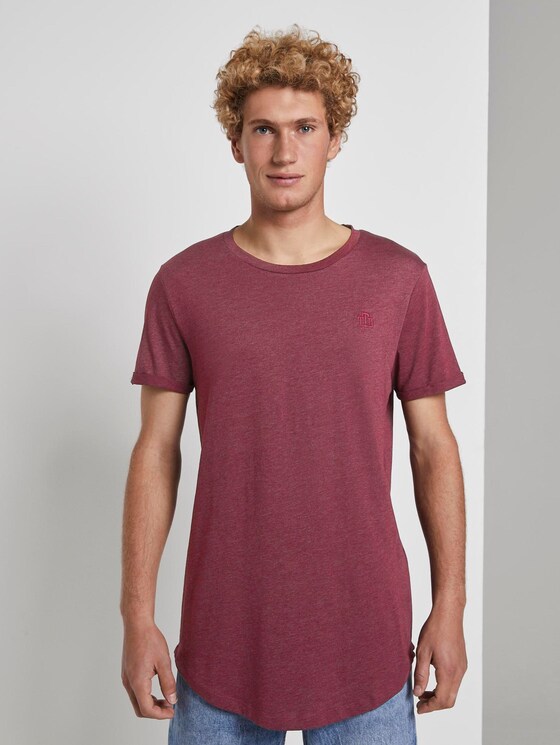 T-Shirt mit Logo-Stickerei - Männer - Deep Burgundy Melange T-Shirt mit Logo-Stickerei - Männer - Deep Burgundy Melange - 1 - TOM TAILOR Denim