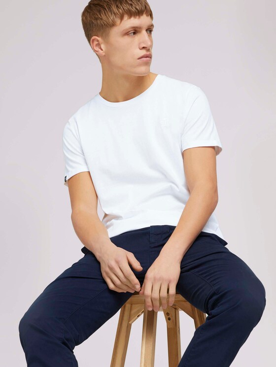 T-Shirt mit Logo-Stickerei - Männer - White T-Shirt mit Logo-Stickerei - Männer - White - 5 - TOM TAILOR Denim