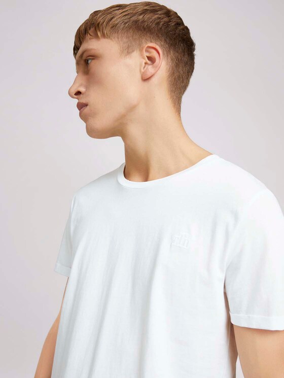 T-Shirt mit Logo-Stickerei - Männer - White T-Shirt mit Logo-Stickerei - Männer - White - 9 - TOM TAILOR Denim