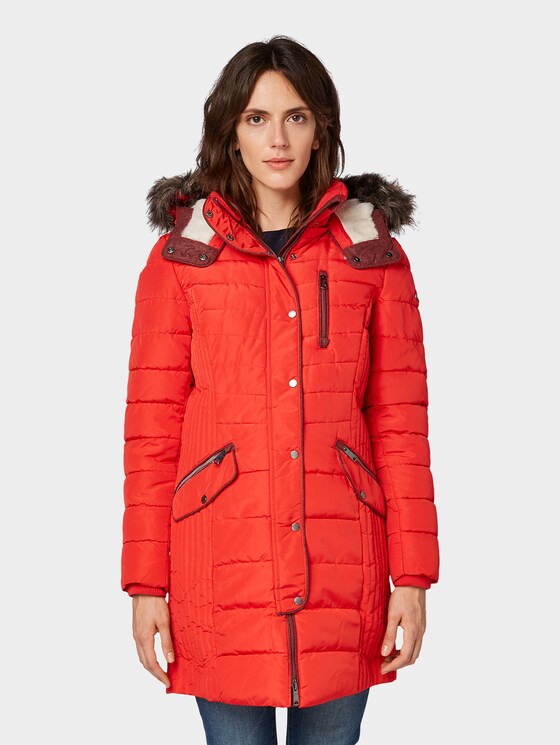 Hybridmantel mit Kapuze - Frauen - brilliant red Hybridmantel mit Kapuze - Frauen - brilliant red - 1 - TOM TAILOR