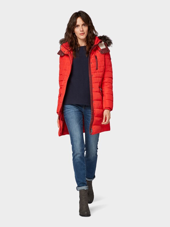 Hybridmantel mit Kapuze - Frauen - brilliant red Hybridmantel mit Kapuze - Frauen - brilliant red - 3 - TOM TAILOR