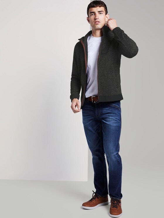 Gebreid jack met capuchon - Mannen - dark grey light grey mouline Gebreid jack met capuchon - Mannen - dark grey light grey mouline - 3 - TOM TAILOR