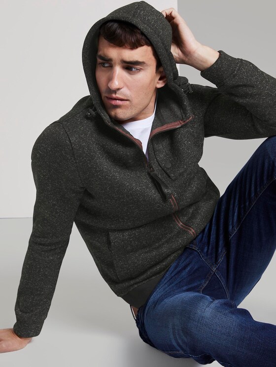 Gebreid jack met capuchon - Mannen - dark grey light grey mouline Gebreid jack met capuchon - Mannen - dark grey light grey mouline - 5 - TOM TAILOR