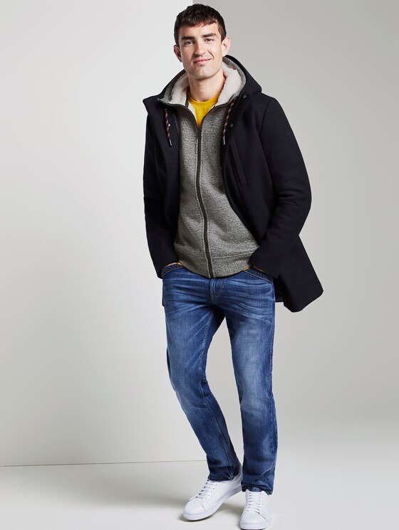 Gefütterte Strickjacke mit Kapuze - Männer - Black Grey White Mouline Gefütterte Strickjacke mit Kapuze - Männer - Black Grey White Mouline - 3 - TOM TAILOR