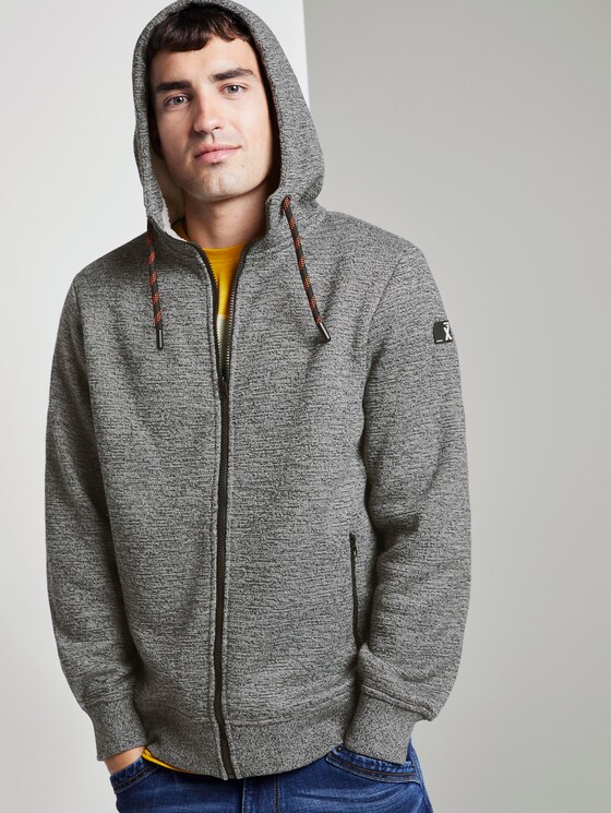 Gefütterte Strickjacke mit Kapuze - Männer - Black Grey White Mouline Gefütterte Strickjacke mit Kapuze - Männer - Black Grey White Mouline - 5 - TOM TAILOR