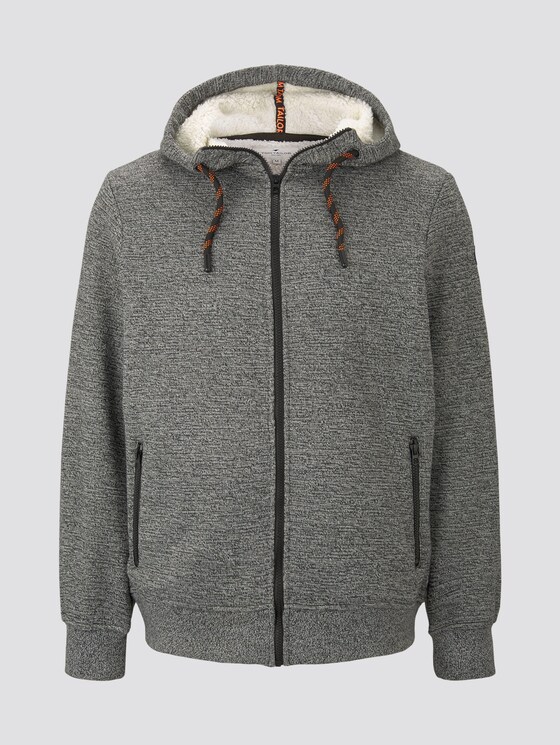 Gefütterte Strickjacke mit Kapuze - Männer - Black Grey White Mouline Gefütterte Strickjacke mit Kapuze - Männer - Black Grey White Mouline - 7 - TOM TAILOR