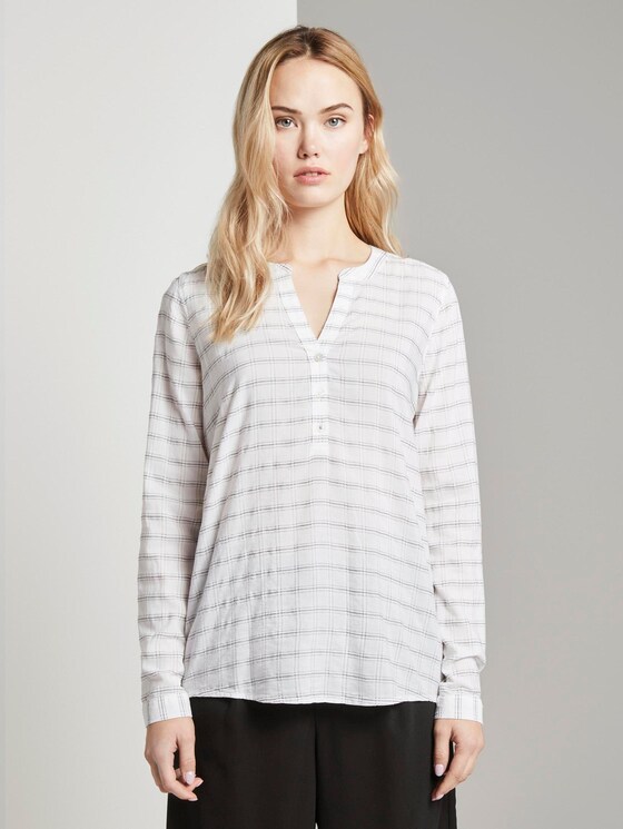 Karierte Bluse - Frauen - white grey structured check Karierte Bluse - Frauen - white grey structured check - 1 - TOM TAILOR Denim