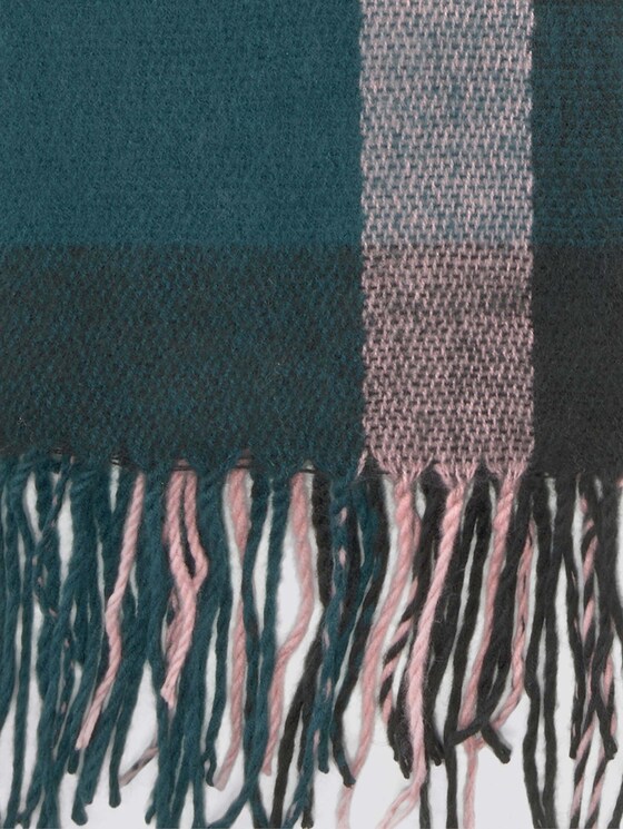 Checked shawl with fringes - Women - green herringbone check Checked shawl with fringes - Women - green herringbone check - 9 - TOM TAILOR Denim