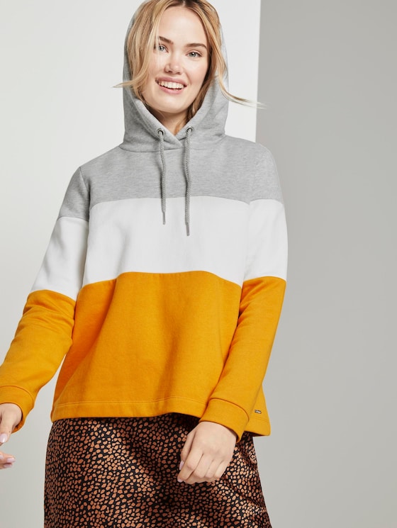 Hoodie met colorblocking door Denim Female, yellow coloblock