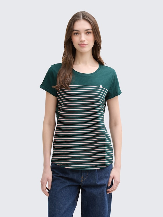 Gestreiftes T-Shirt von Denim Female, green rose stripe