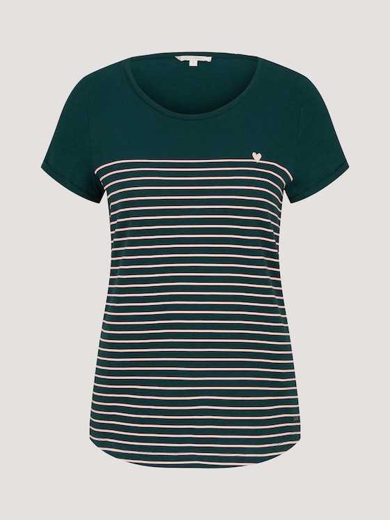 Gestreiftes T-Shirt - Frauen - green rose stripe - 7 - TOM TAILOR Denim