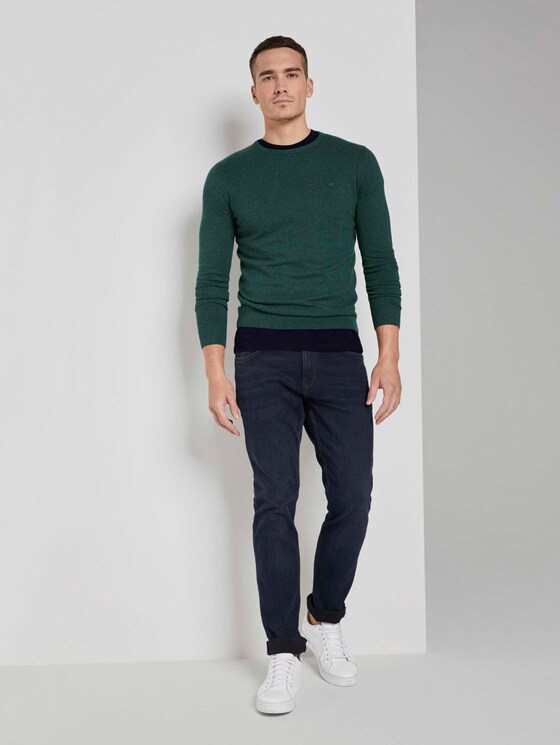 Schlichter Strickpullover - Männer - Midnight Forest Green Mélange Schlichter Strickpullover - Männer - Midnight Forest Green Mélange - 3 - TOM TAILOR