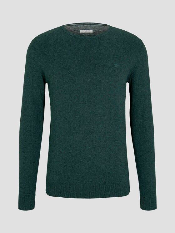 Schlichter Strickpullover - Männer - Midnight Forest Green Mélange Schlichter Strickpullover - Männer - Midnight Forest Green Mélange - 7 - TOM TAILOR