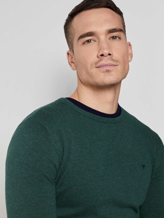 Schlichter Strickpullover - Männer - Midnight Forest Green Mélange Schlichter Strickpullover - Männer - Midnight Forest Green Mélange - 9 - TOM TAILOR