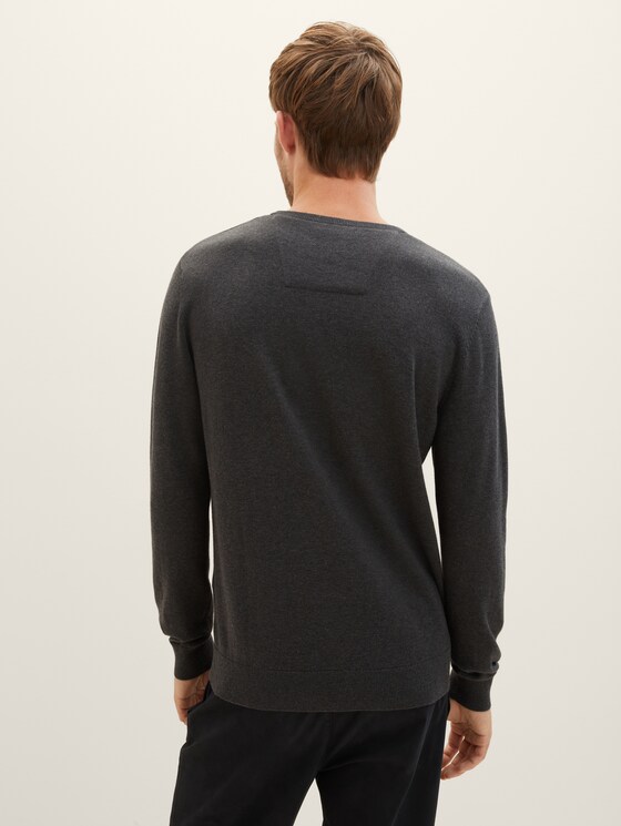 Schlichter Strickpullover - Männer - Black Grey Melange Schlichter Strickpullover - Männer - Black Grey Melange - 2 - TOM TAILOR