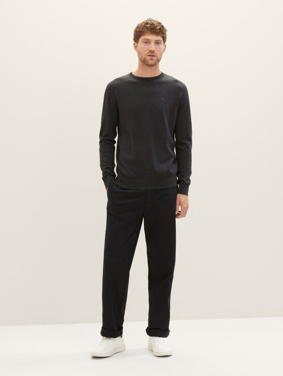 Schlichter Strickpullover - Männer - Black Grey Melange Schlichter Strickpullover - Männer - Black Grey Melange - 3 - TOM TAILOR