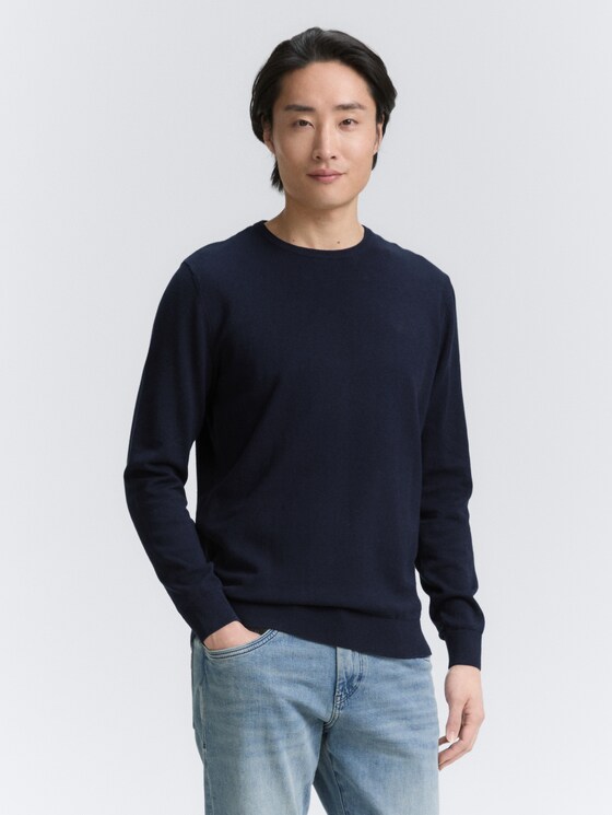 Schlichter Strickpullover - Männer - Knitted Navy Melange Schlichter Strickpullover - Männer - Knitted Navy Melange - 1 - TOM TAILOR