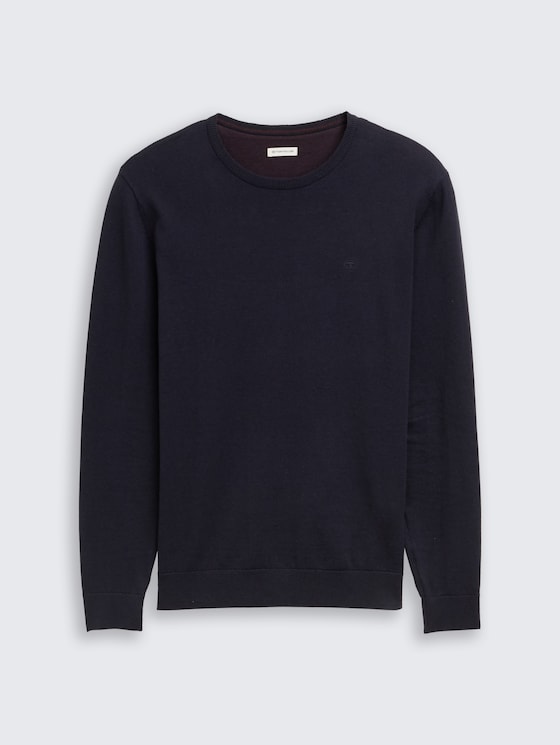 Schlichter Strickpullover - Männer - Knitted Navy Melange Schlichter Strickpullover - Männer - Knitted Navy Melange - 7 - TOM TAILOR
