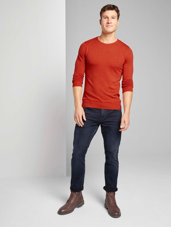 Schlichter Strickpullover - Männer - Valiant Red Melange Schlichter Strickpullover - Männer - Valiant Red Melange - 3 - TOM TAILOR