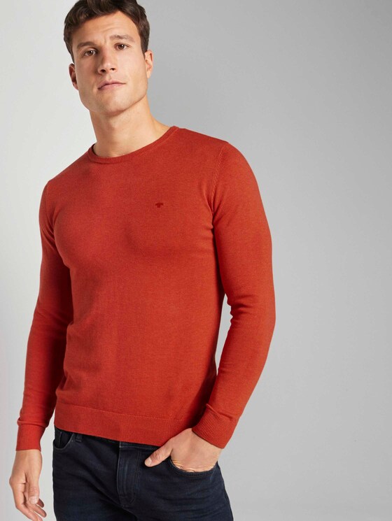 Schlichter Strickpullover - Männer - Valiant Red Melange Schlichter Strickpullover - Männer - Valiant Red Melange - 5 - TOM TAILOR
