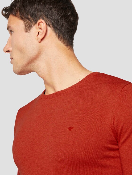 Schlichter Strickpullover - Männer - Valiant Red Melange Schlichter Strickpullover - Männer - Valiant Red Melange - 9 - TOM TAILOR