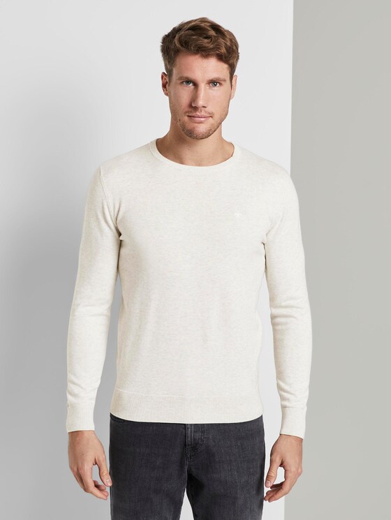 Schlichter Strickpullover - Männer - Light Medium Grey Melange Schlichter Strickpullover - Männer - Light Medium Grey Melange - 1 - TOM TAILOR