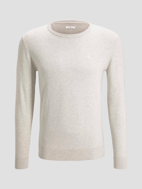 Schlichter Strickpullover - Männer - Light Medium Grey Melange Schlichter Strickpullover - Männer - Light Medium Grey Melange - 7 - TOM TAILOR