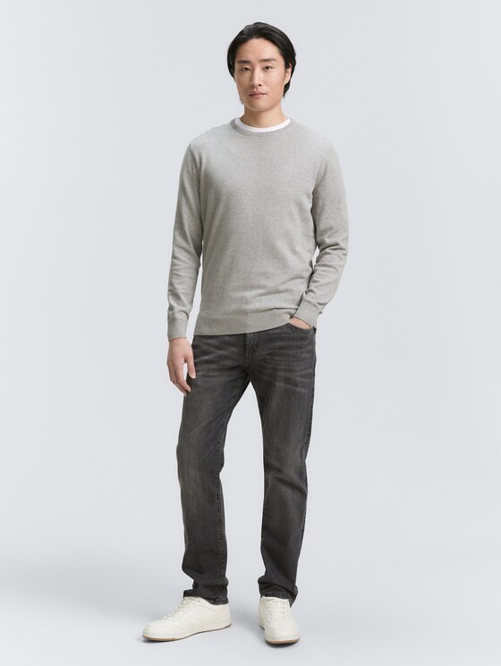 Schlichter Strickpullover - Männer - Light Soft Grey Melange Schlichter Strickpullover - Männer - Light Soft Grey Melange - 3 - TOM TAILOR