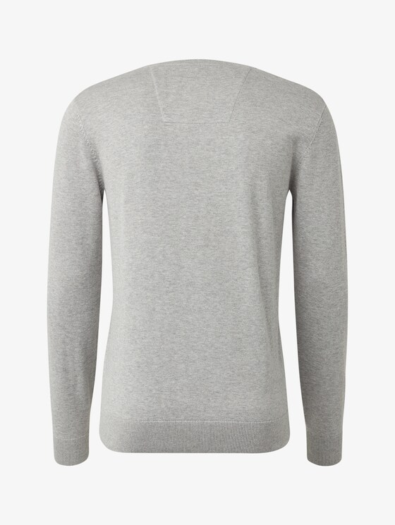 Schlichter Strickpullover - Männer - Light Soft Grey Melange Schlichter Strickpullover - Männer - Light Soft Grey Melange - 8 - TOM TAILOR