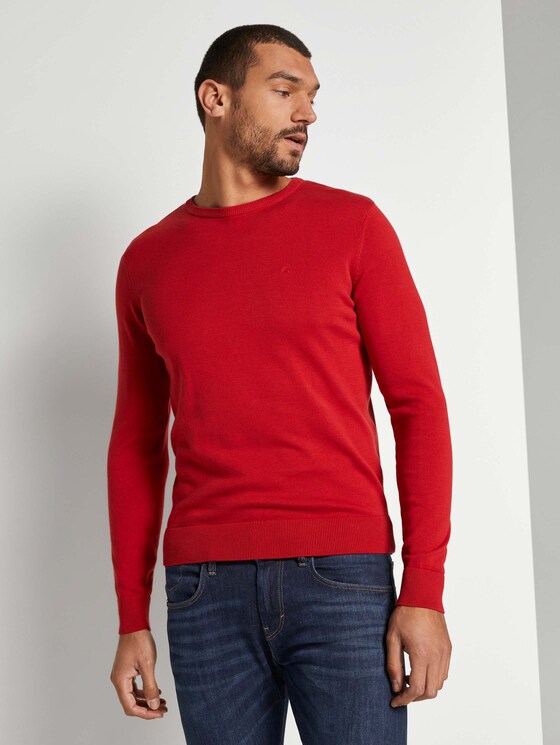 Schlichter Strickpullover - Männer - blood-orange Schlichter Strickpullover - Männer - blood-orange - 1 - TOM TAILOR